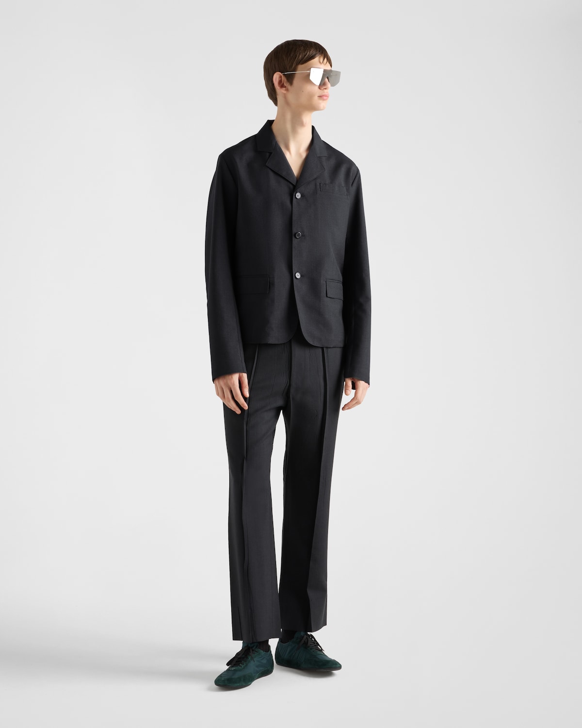 Prada Chaqueta de botonadura simple de lana y seda