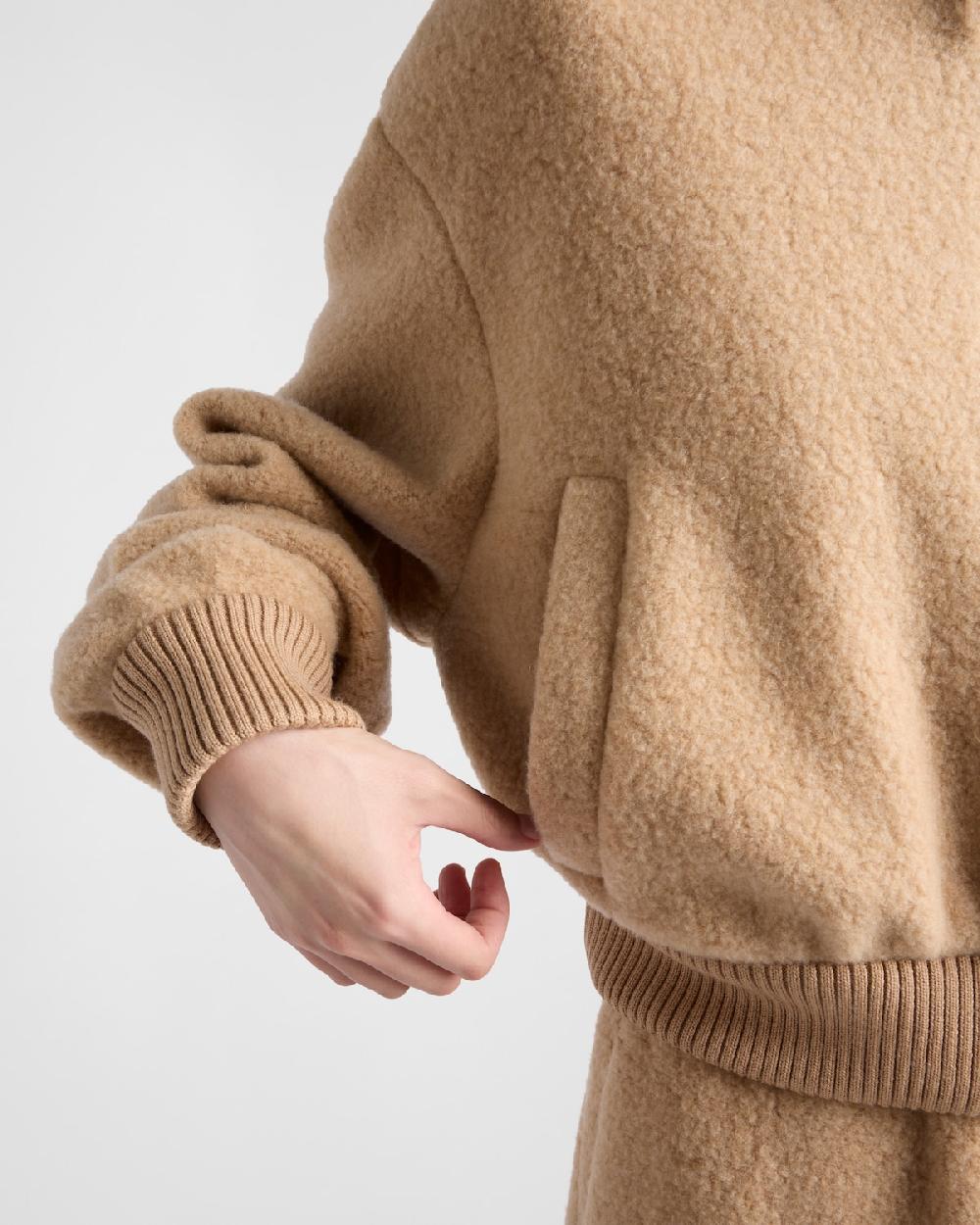 Prada Chaqueta De Felpa De Algodón Con Cremallera