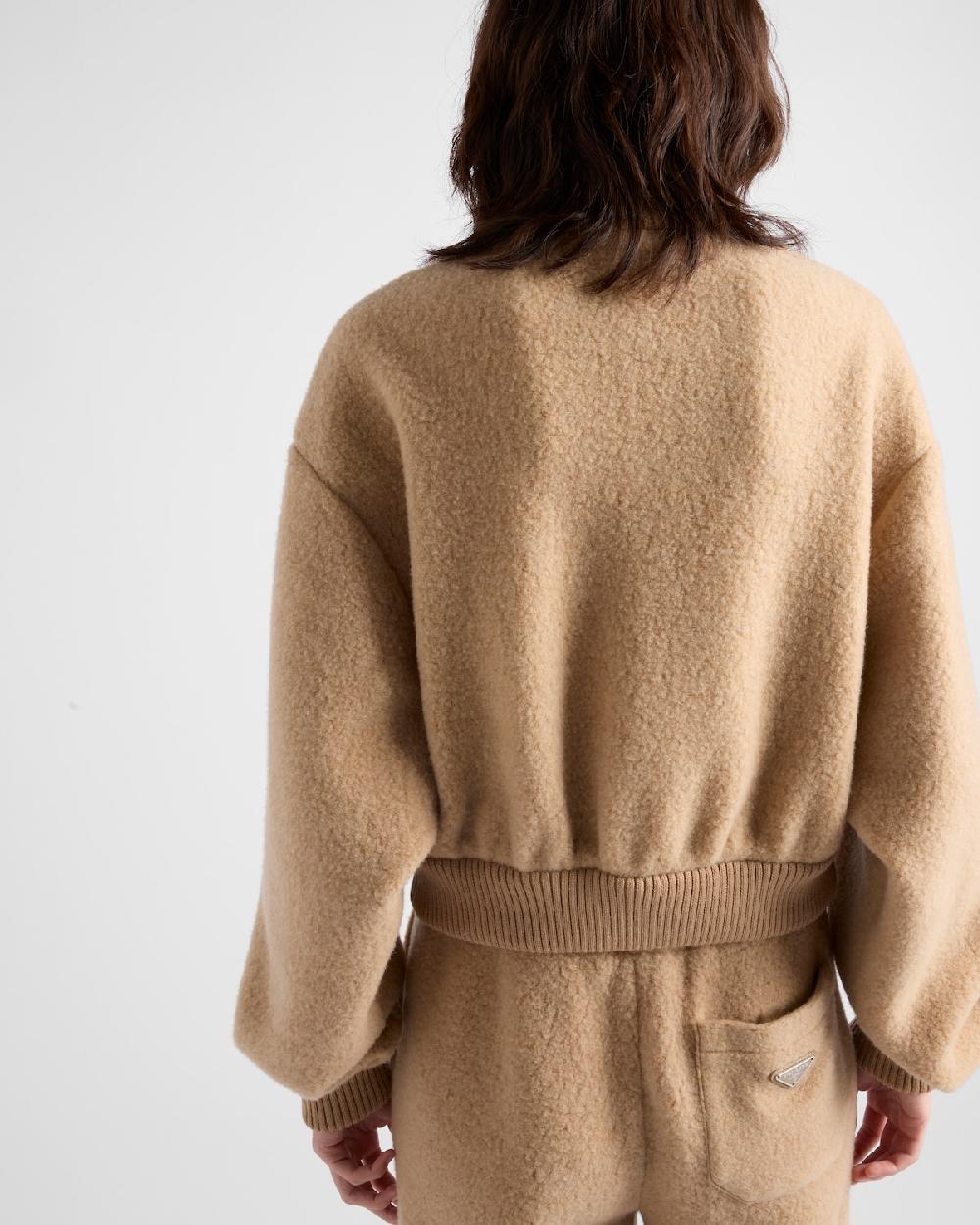 Prada Chaqueta De Felpa De Algodón Con Cremallera