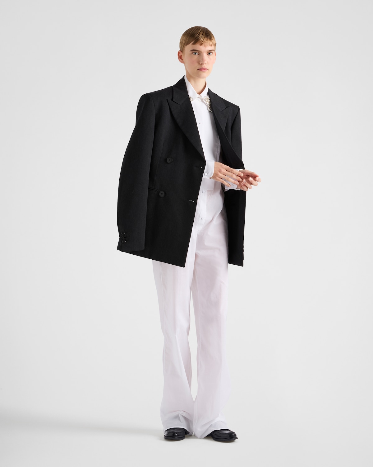 Prada Chaqueta de gabardina de botonadura doble