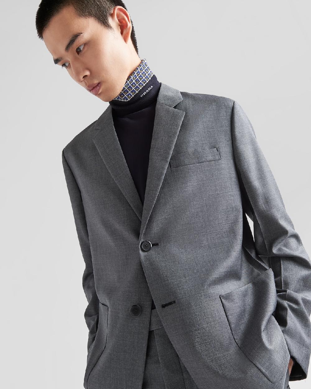 Prada Chaqueta De Lana De Cruzado Simple