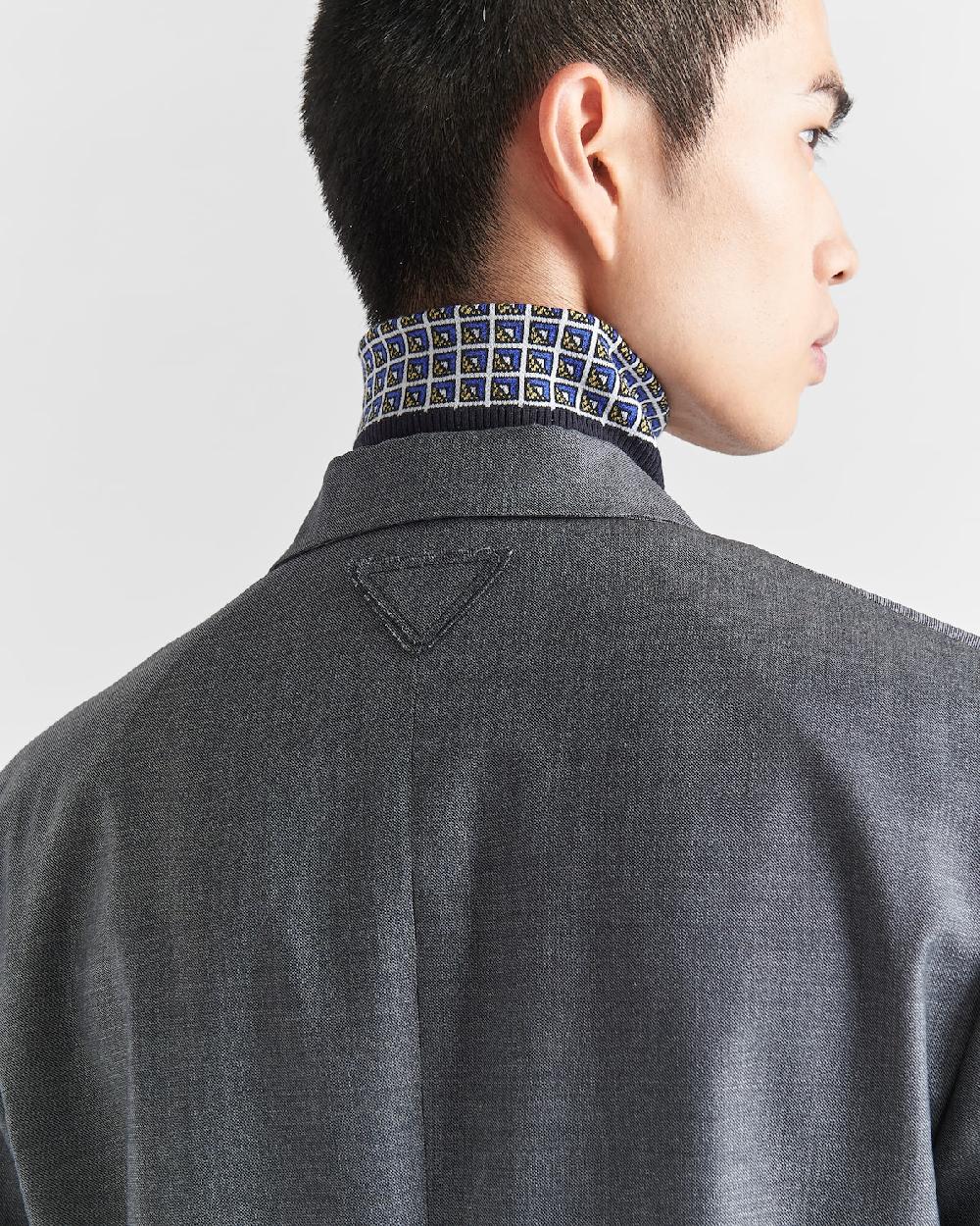 Prada Chaqueta De Lana De Cruzado Simple