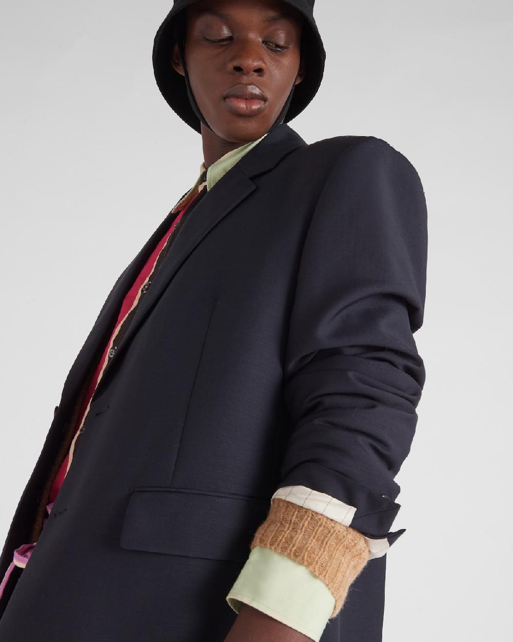 Prada Chaqueta De Lana Y Mohair De Cruzado Simple