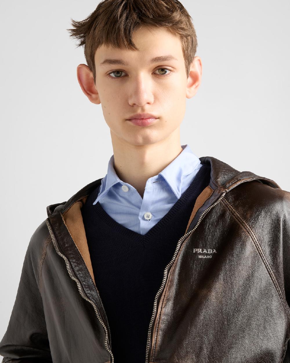 Prada Chaqueta De Napa Con Capucha