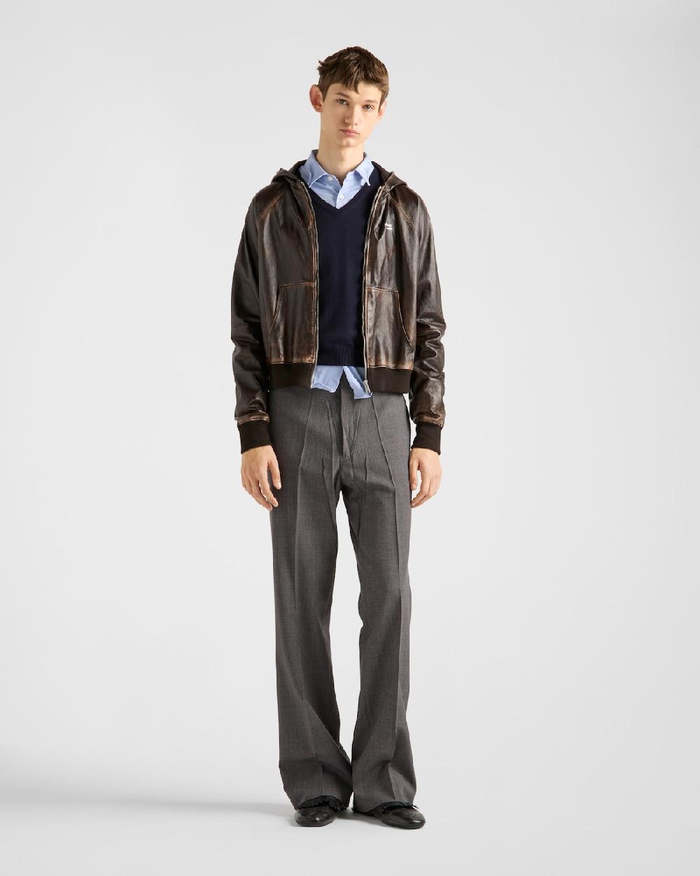 Prada Chaqueta de napa con capucha