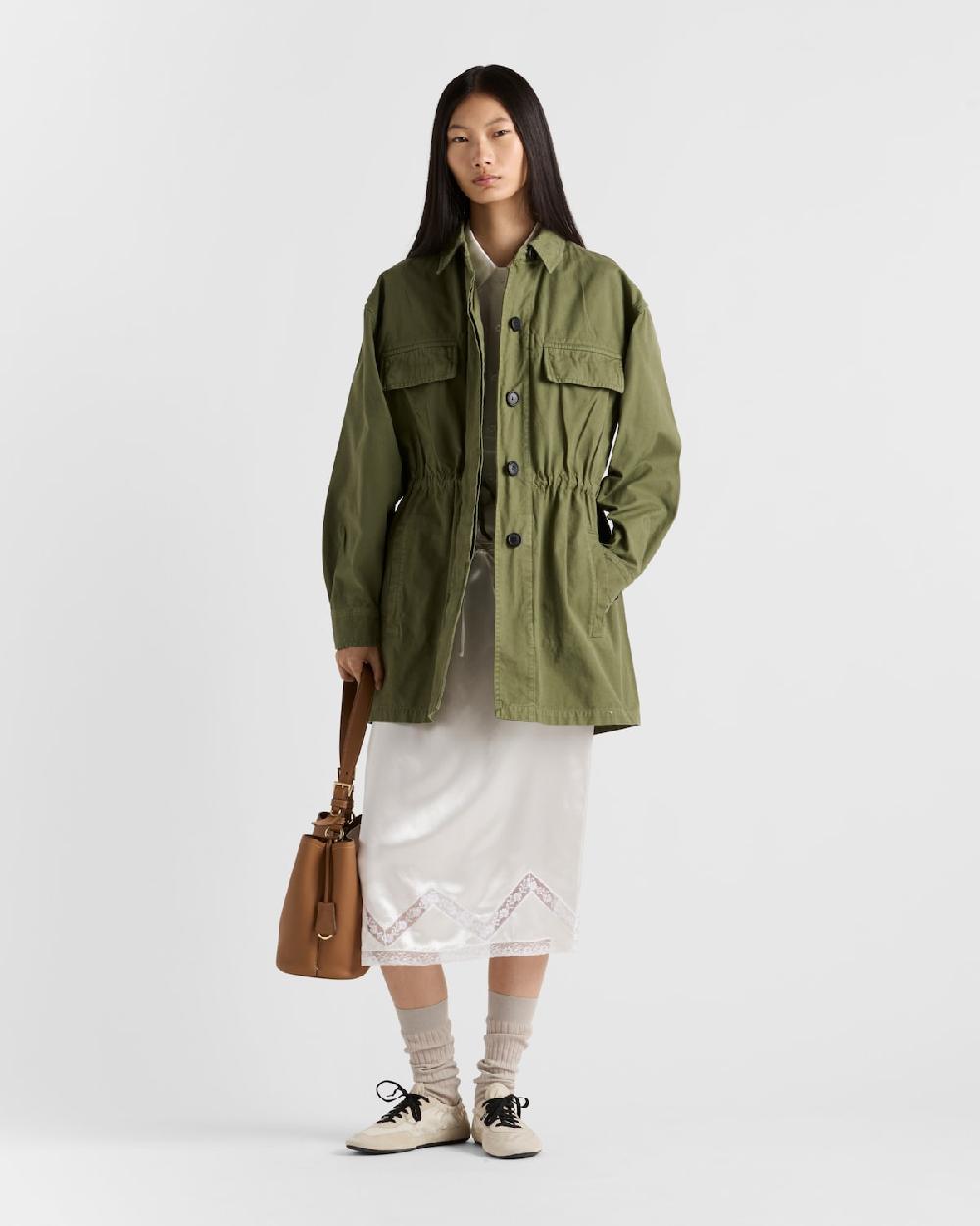 Prada Chaqueta de panamá de algodón envejecido