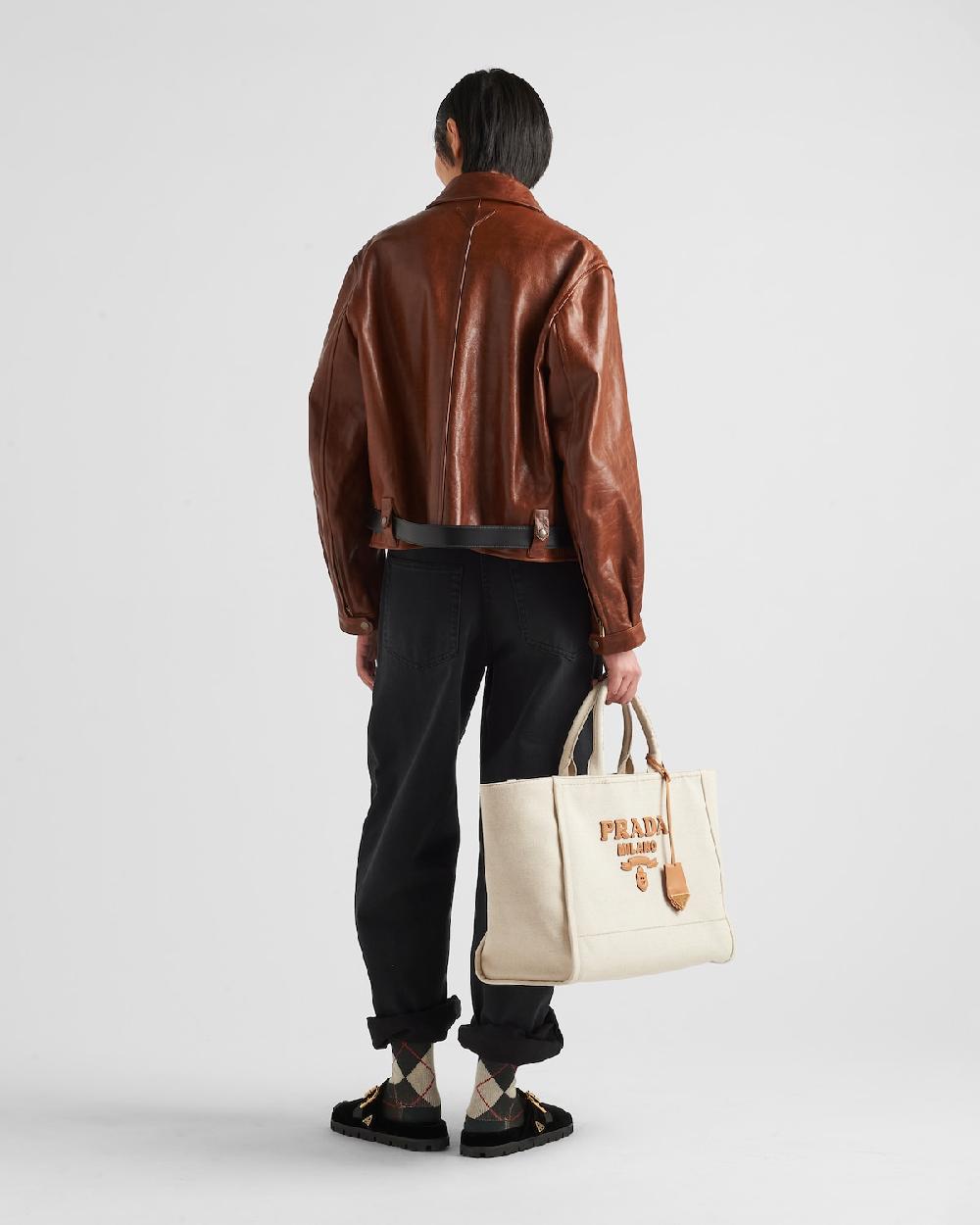 Prada Chaqueta De Piel Con Cinturón