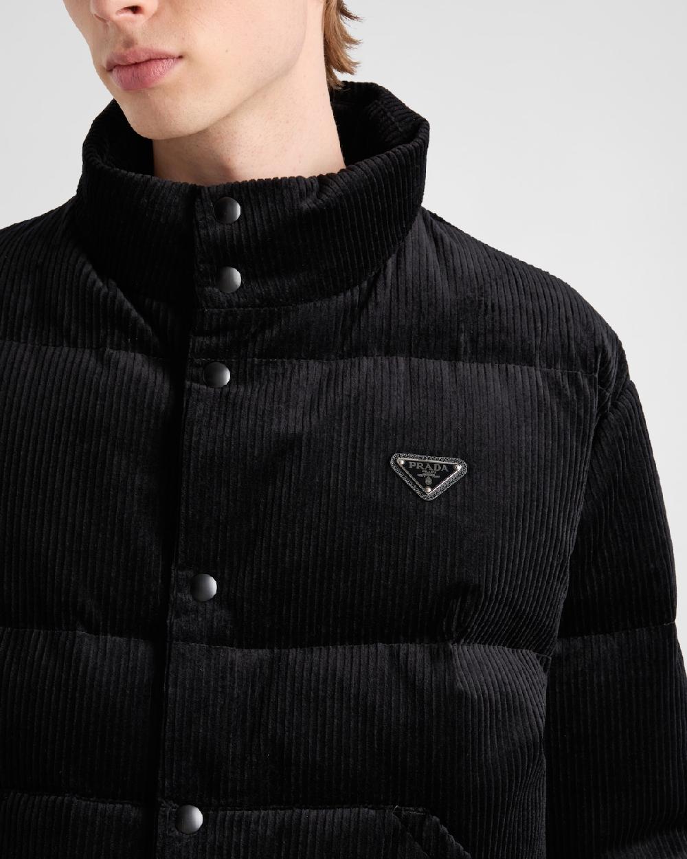 Prada Chaqueta De Plumón Corta De Pana