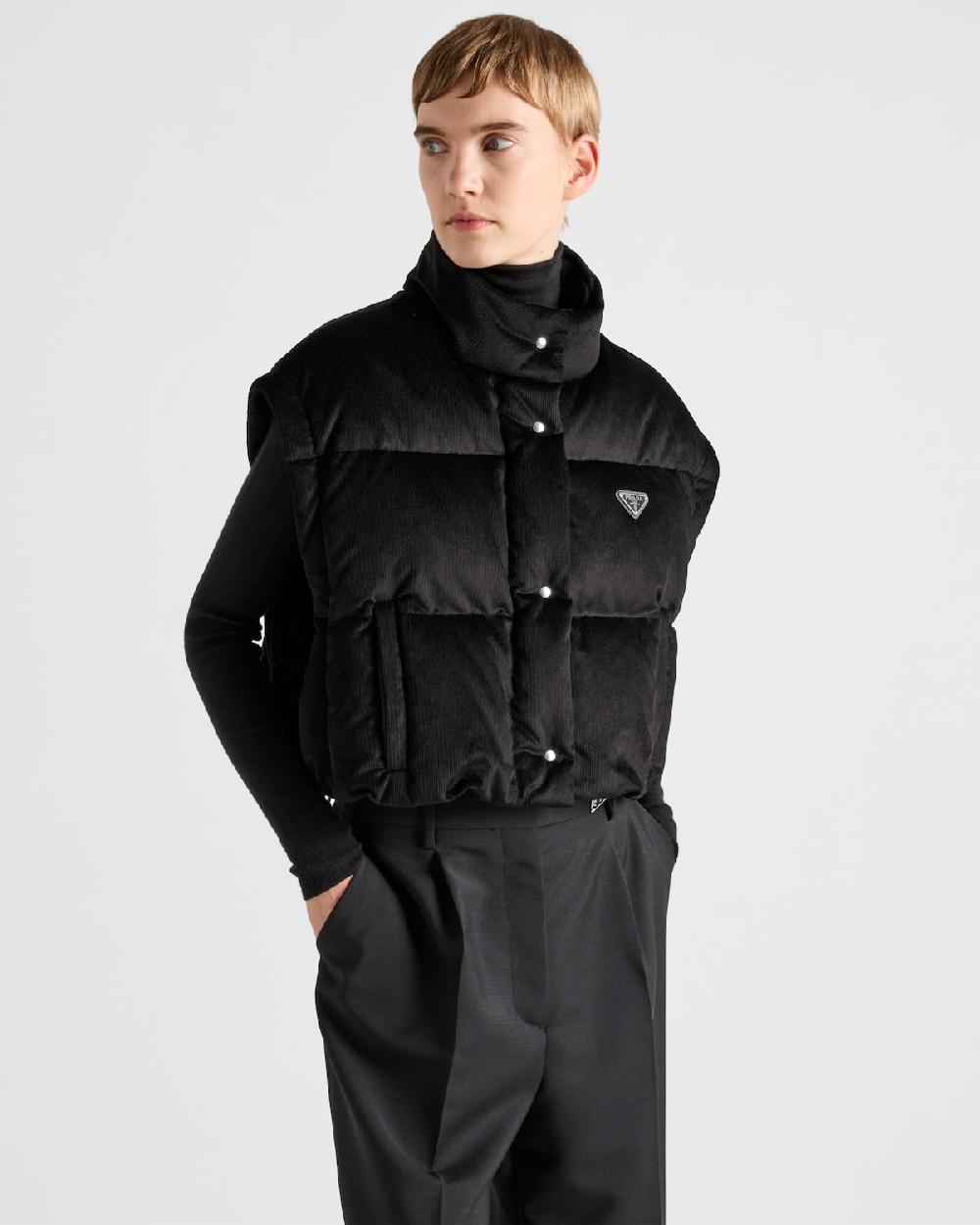 Prada Chaqueta De Plumón Y Pana