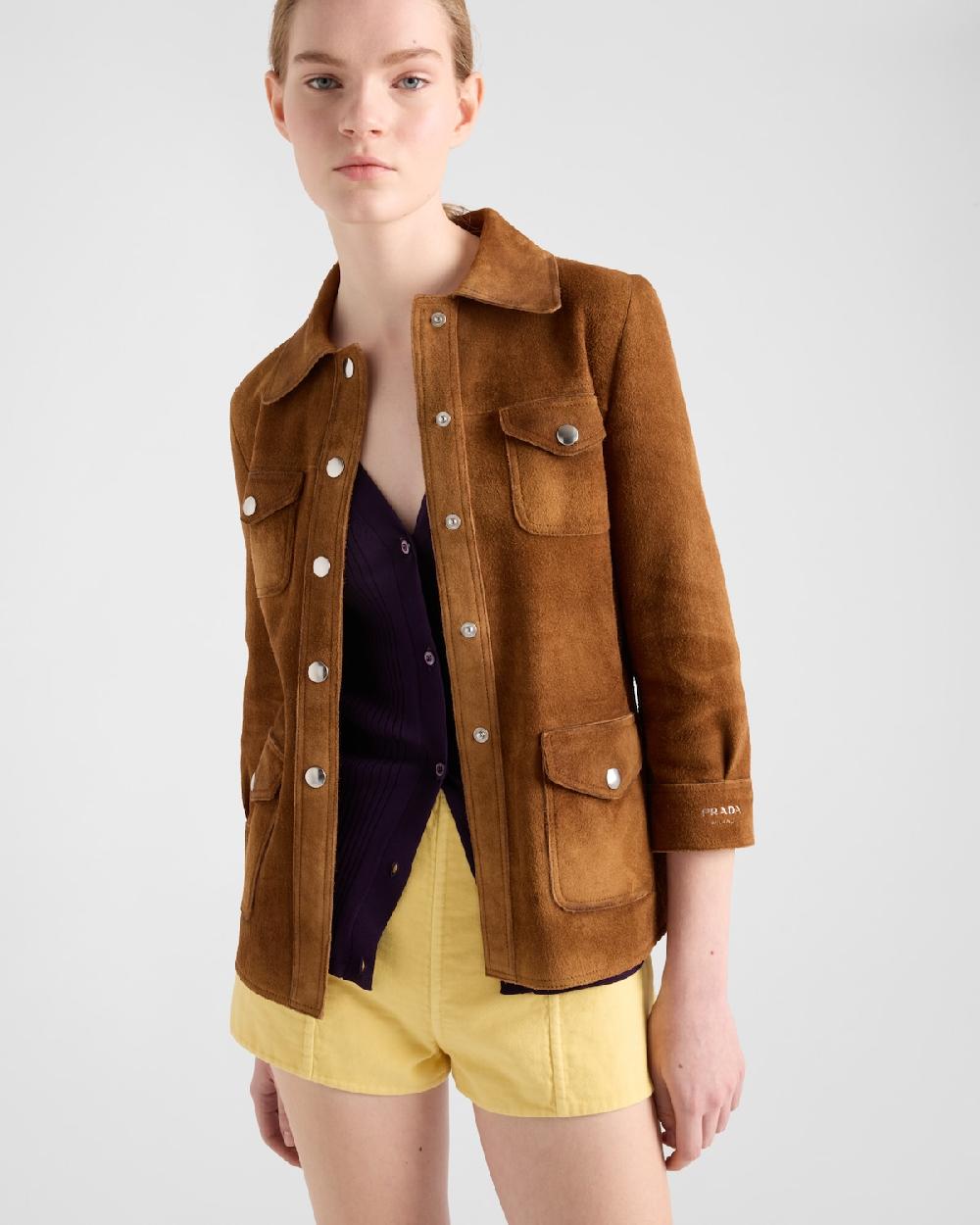 Prada Chaqueta Safari De Ante