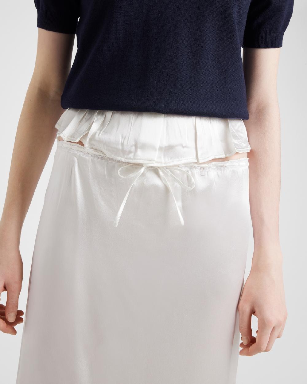 Prada Falda Bordada De Satén