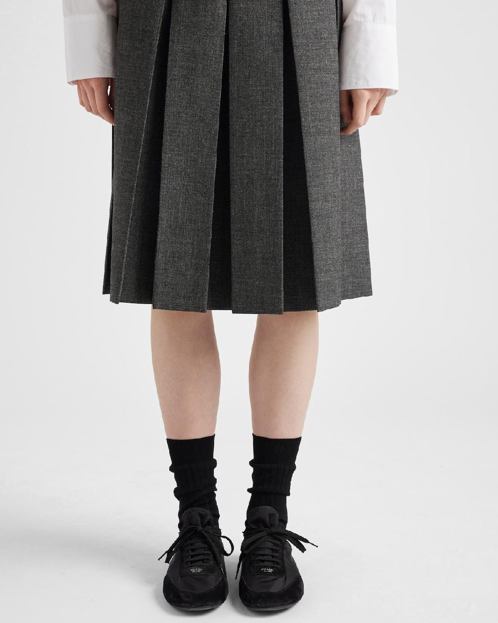 Prada Falda Con Cinturón Y Pespuntes