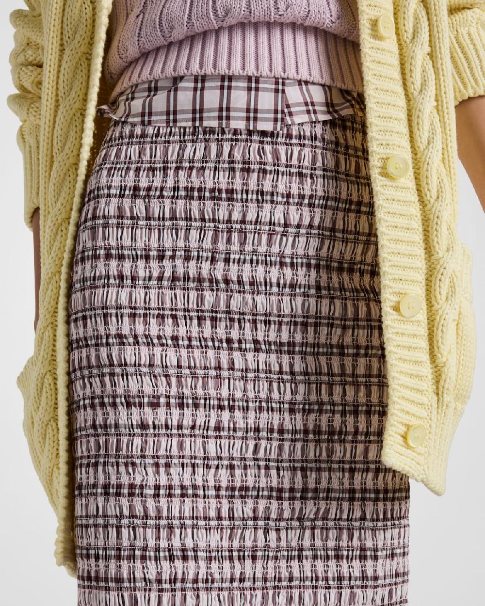 Prada Falda De Algodón A Cuadros