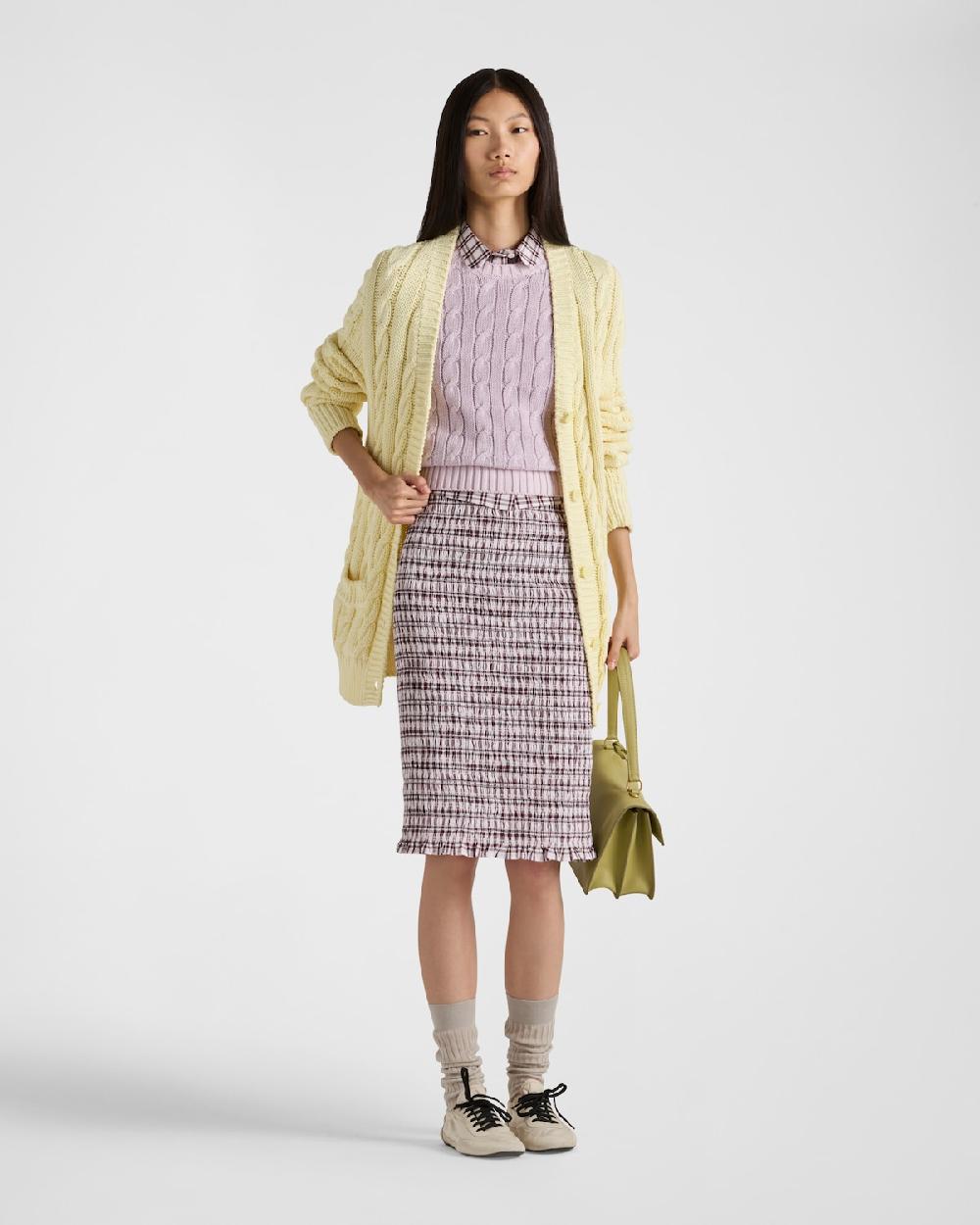 Prada Falda de algodón a cuadros