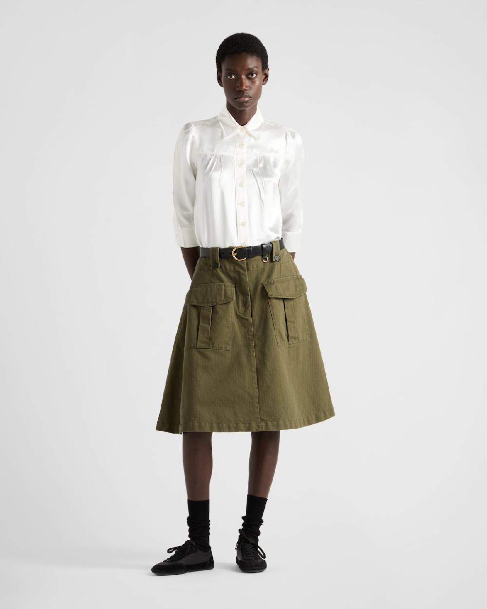 Prada Falda de algodón con bolsillos cargo