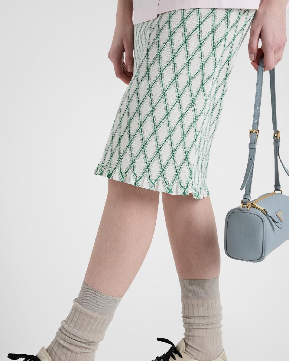 Prada Falda De Algodón Con Patrón Geométrico