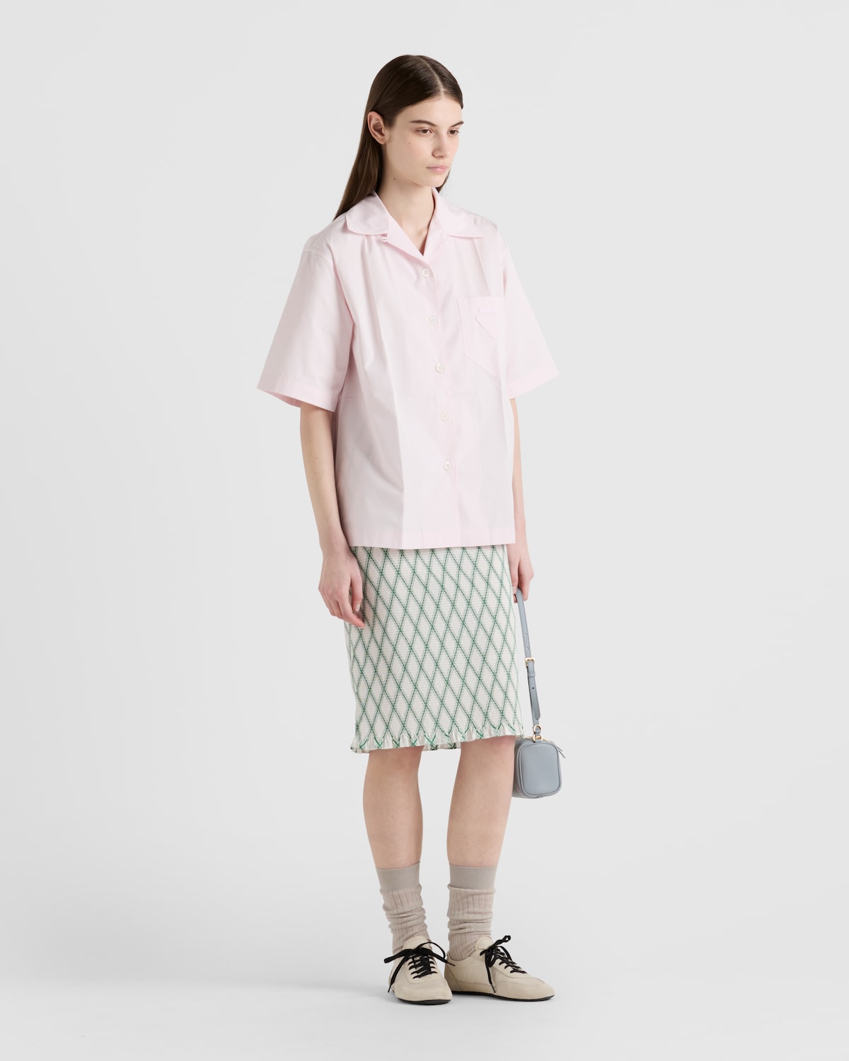 Prada Falda de algodón con patrón geométrico