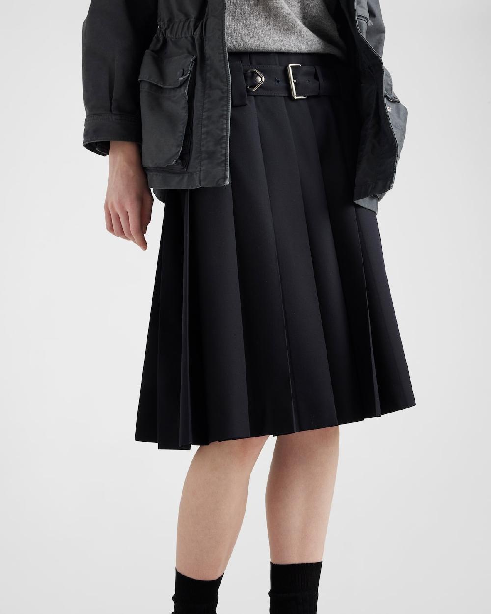 Prada Falda De Gabardina Plisada