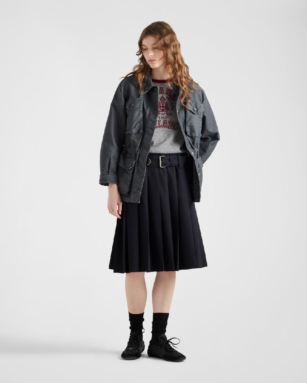 Prada Falda de gabardina plisada