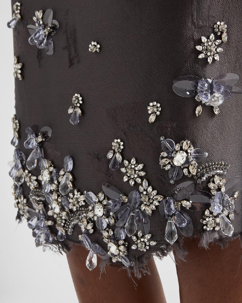 Prada Falda De Lana Con Bordado De Seda