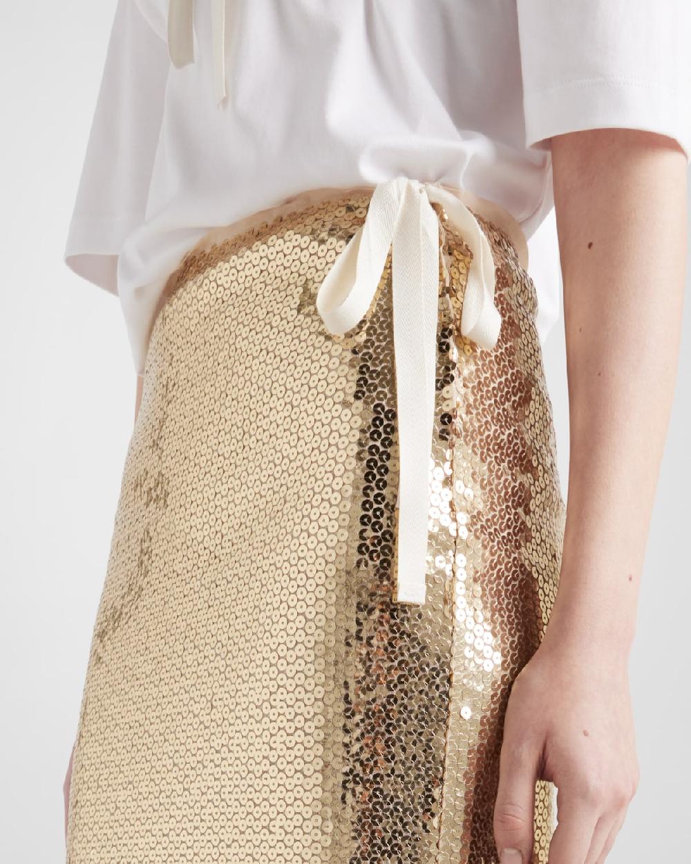 Prada Falda De Lentejuelas