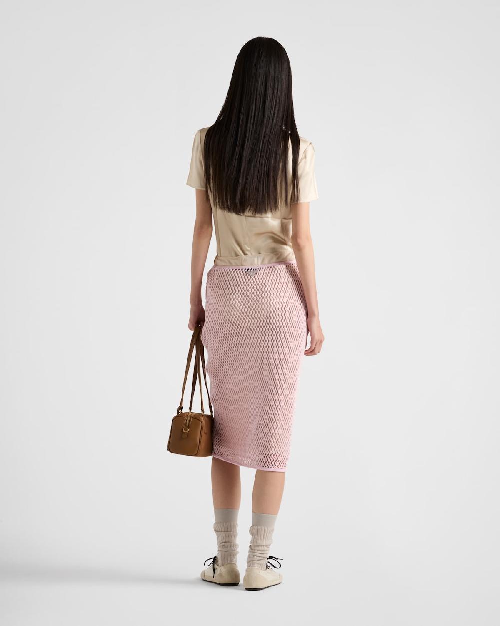 Prada Falda De Malla De Algodón