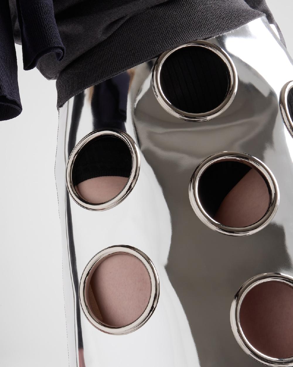 Prada Falda De Piel Brillante