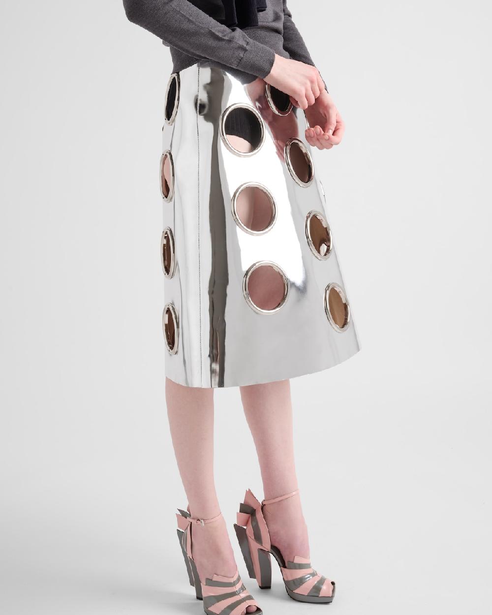 Prada Falda De Piel Brillante