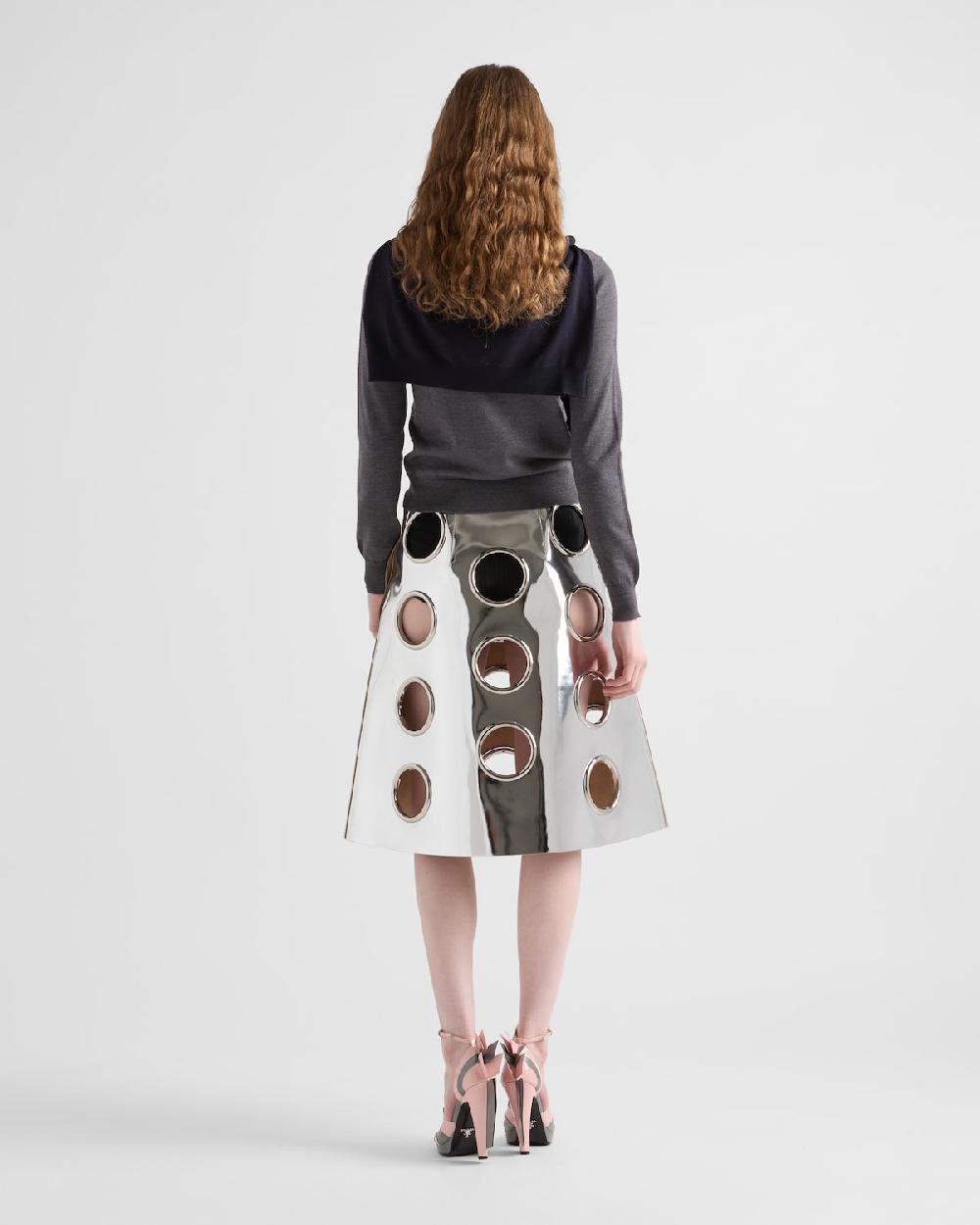 Prada Falda De Piel Brillante