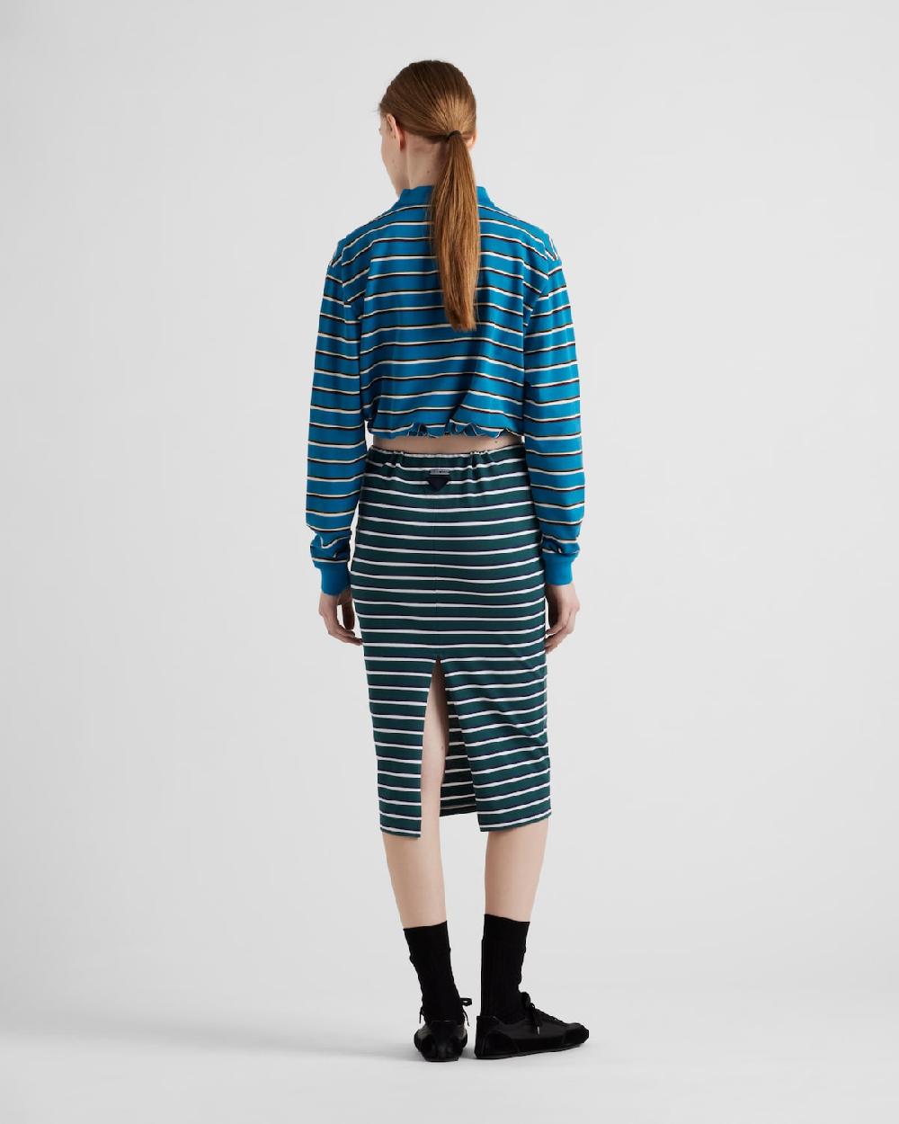 Prada Falda De Piqué A Rayas