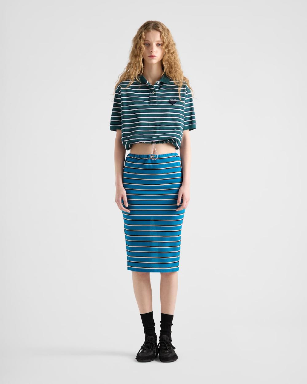 Prada Falda de piqué a rayas