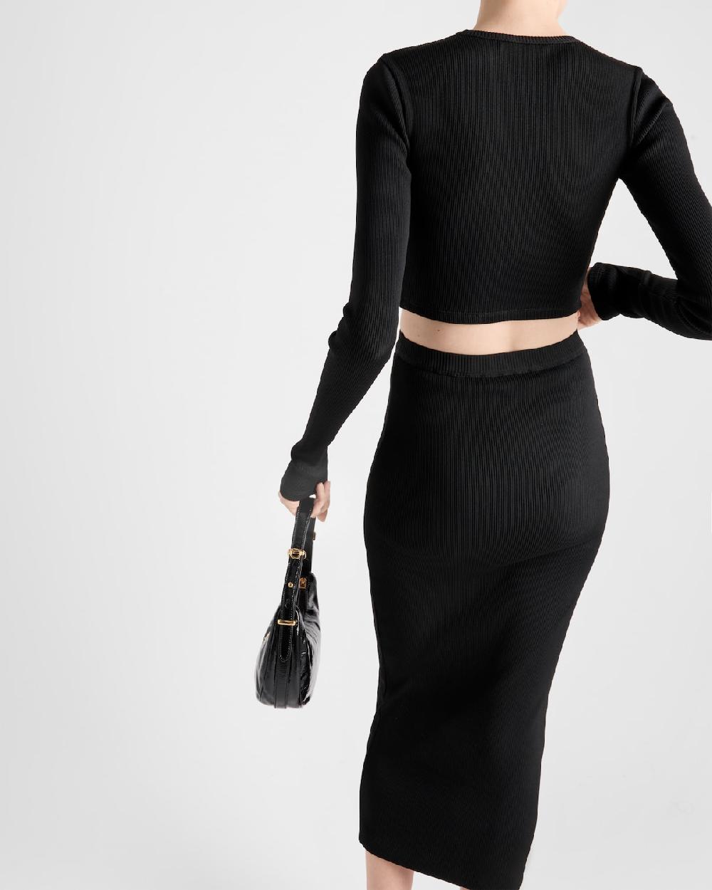 Prada Falda De Punto Acanalado