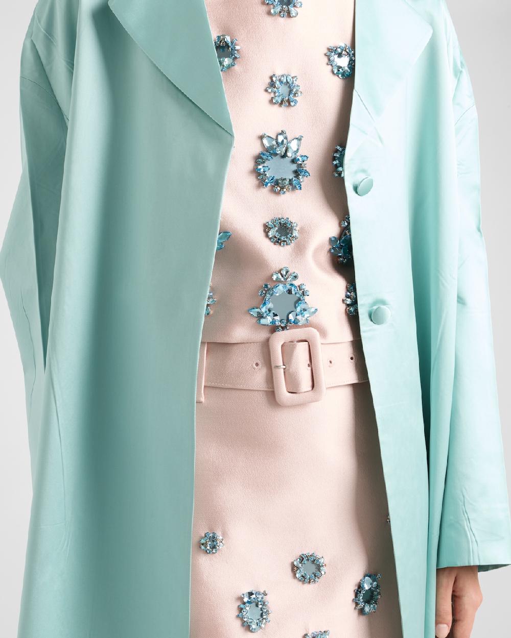 Prada Falda De Seda Y Lana Con Bordado