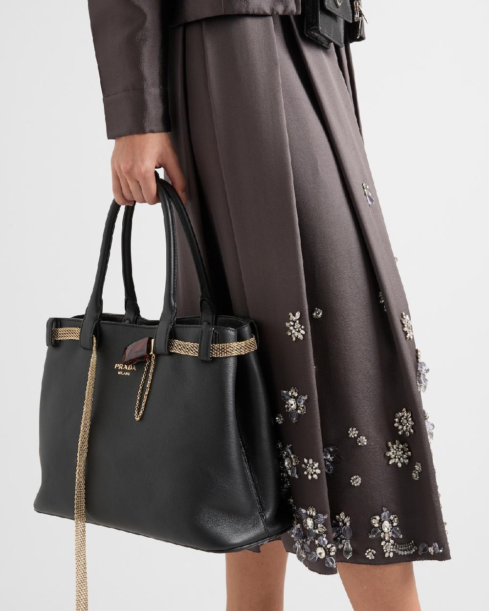 Prada Falda De Seda Y Lana Con Bordado