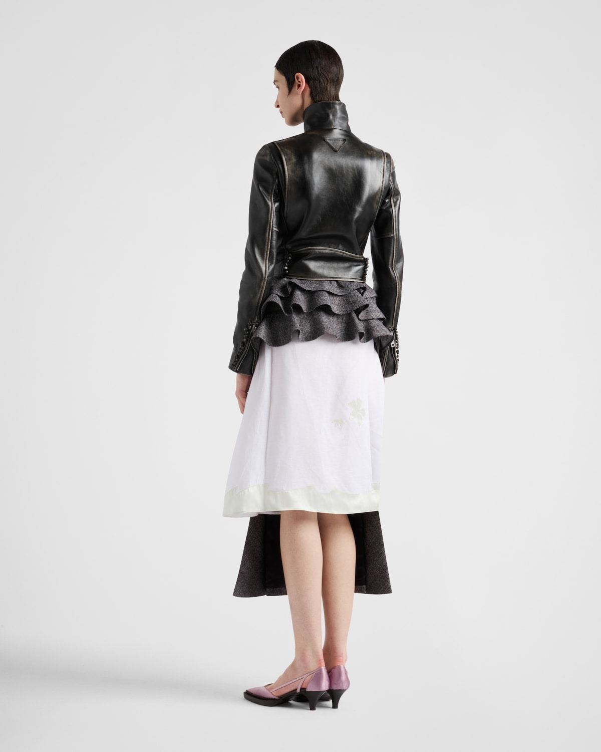 Prada Falda Deconstruida De Grisalla