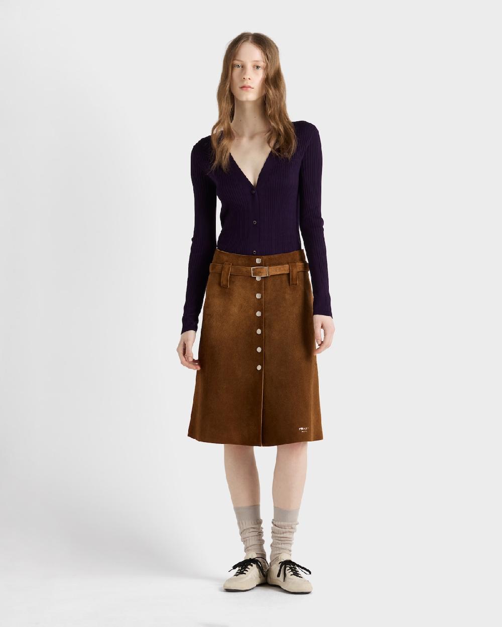 Prada Falda midi de ante