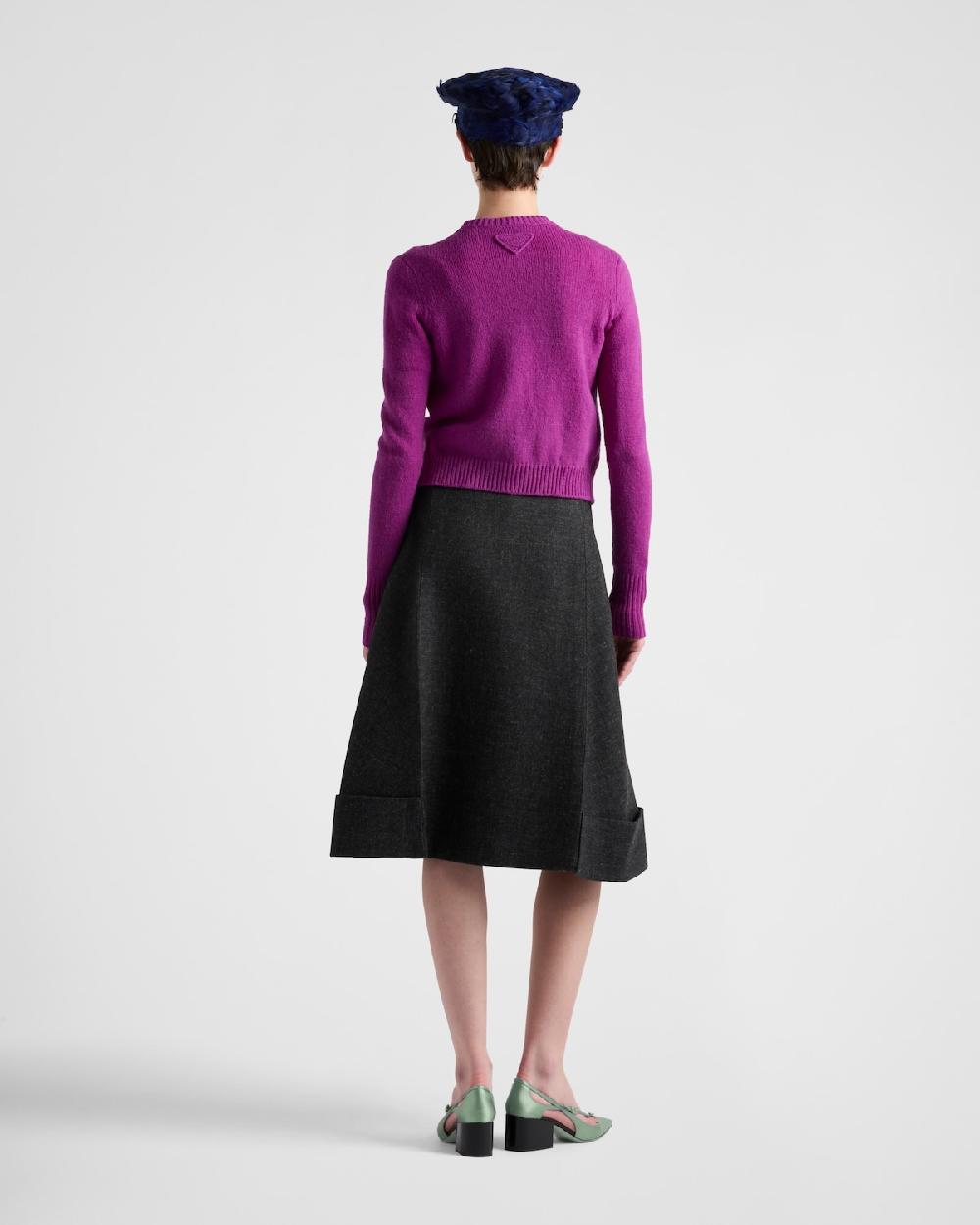 Prada Falda Midi De Aspecto Vintage Con Puntadas