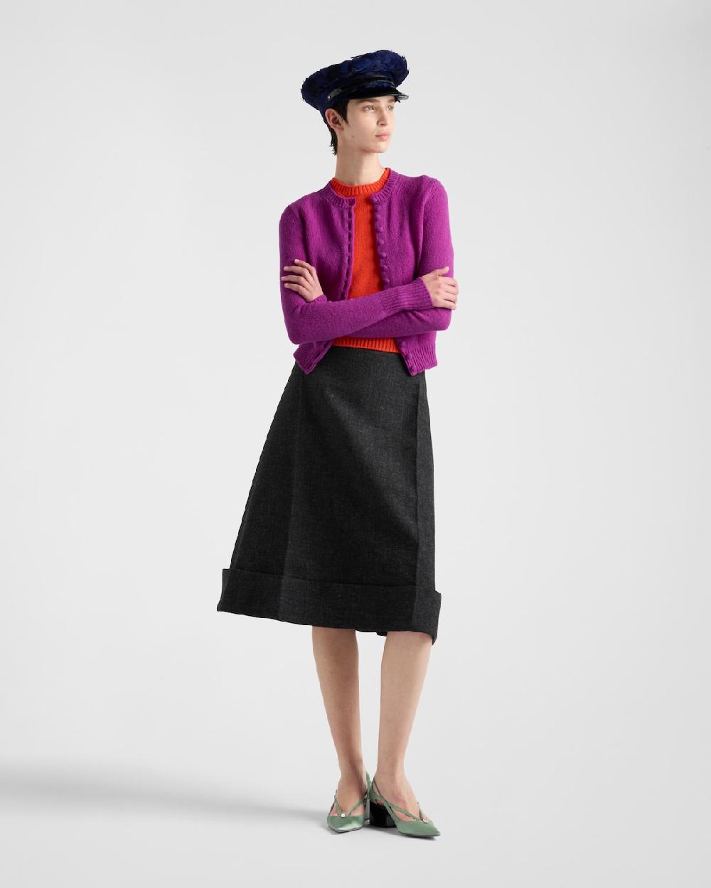 Prada Falda midi de aspecto vintage con puntadas