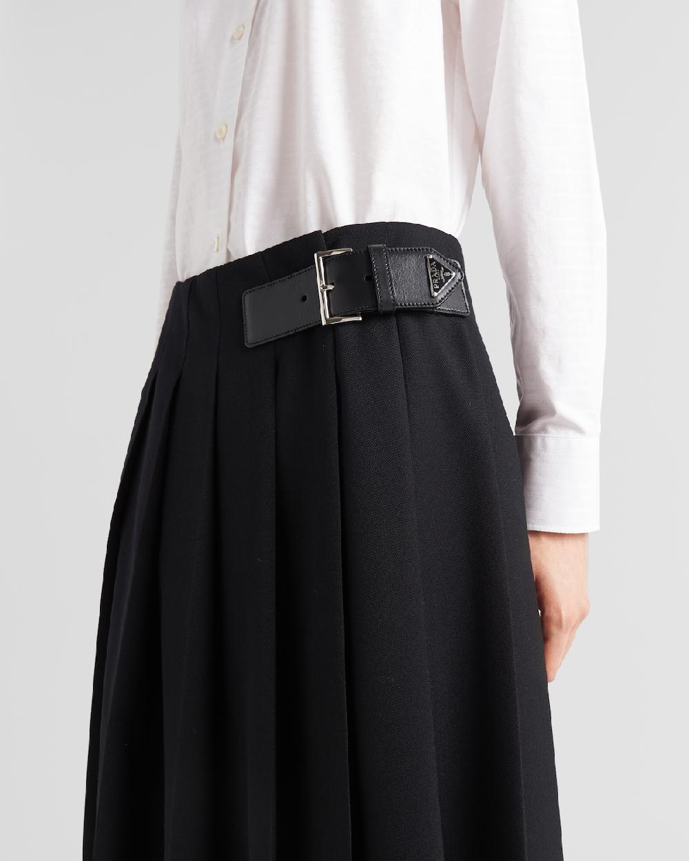 Prada Falda Midi De Gabardina