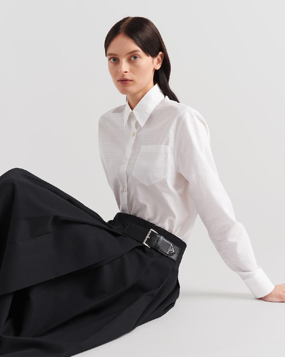 Prada Falda Midi De Gabardina