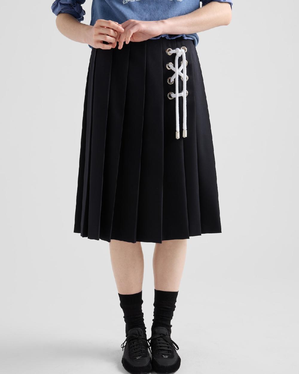 Prada Falda Midi De Gabardina Plisada