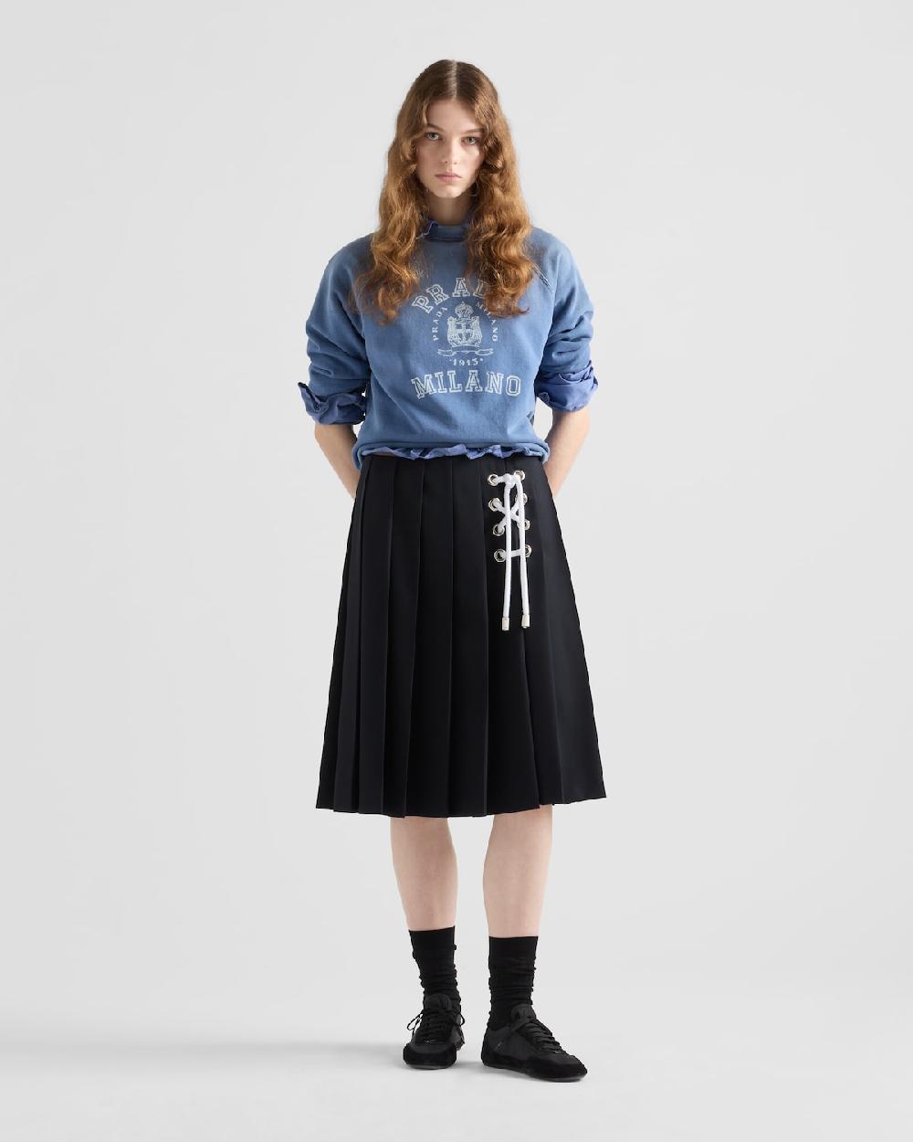 Prada Falda midi de gabardina plisada