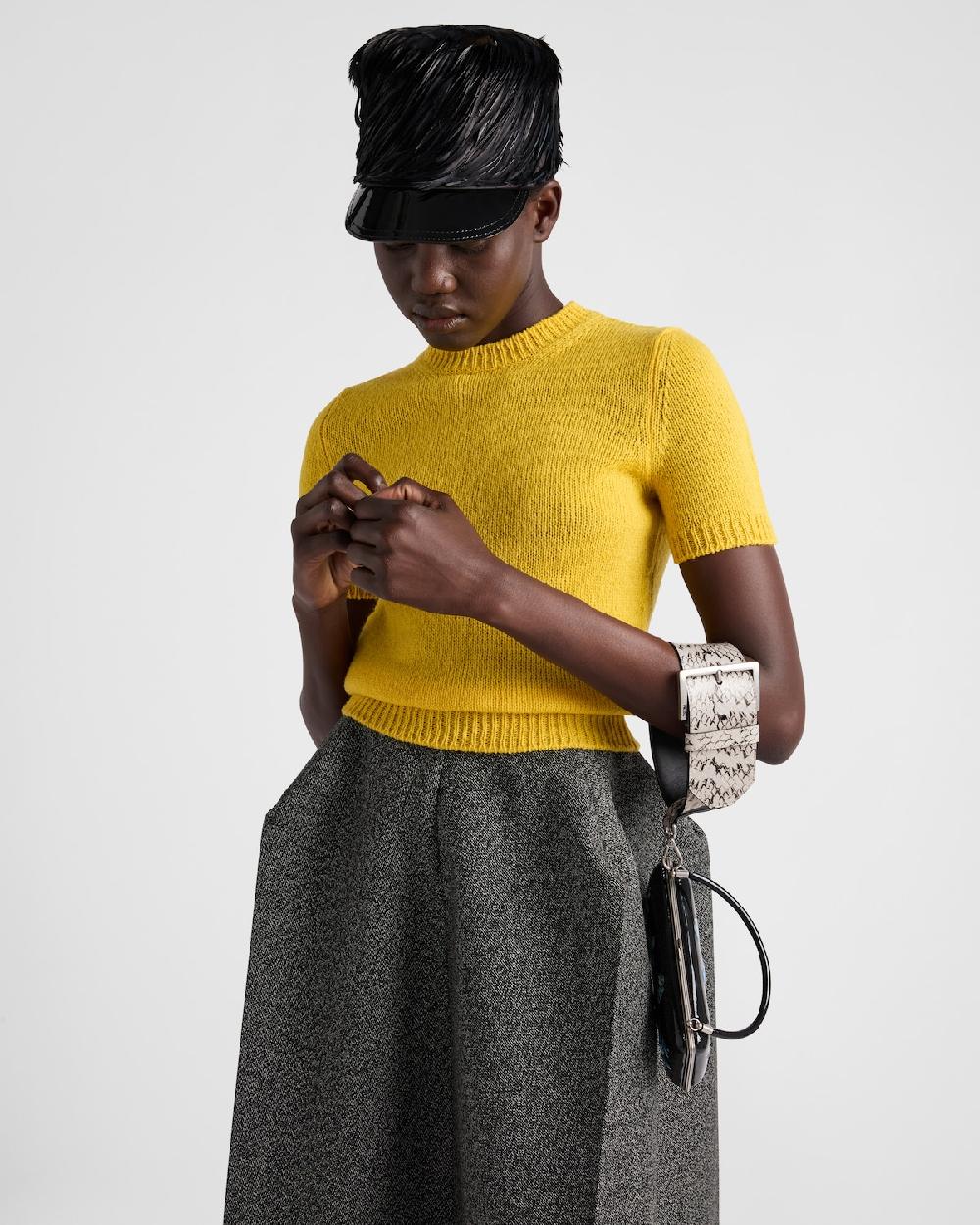 Prada Falda Midi De Mouliné