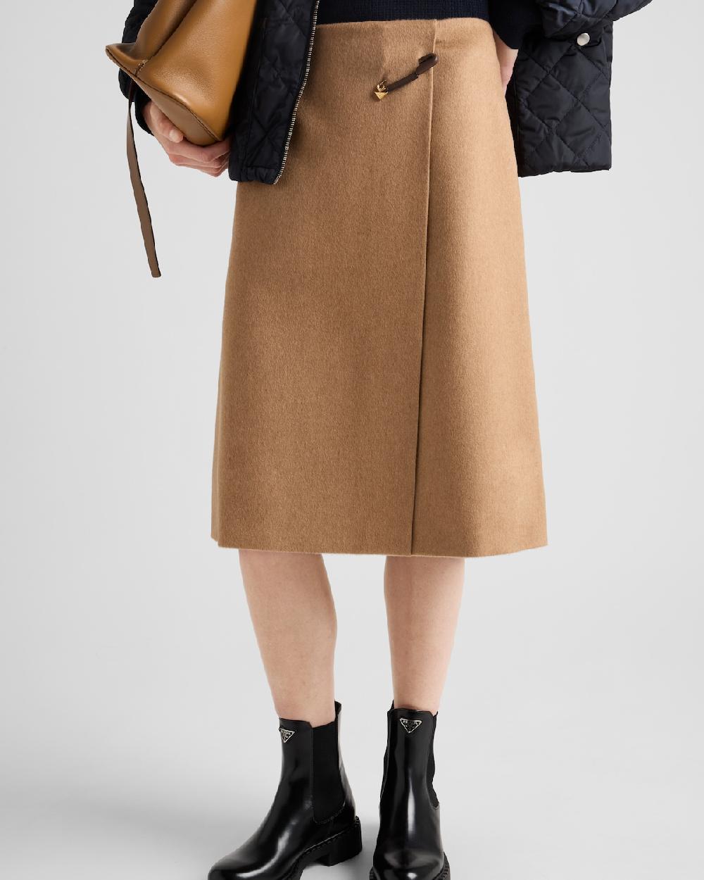 Prada Falda Midi De Pelo De Camello