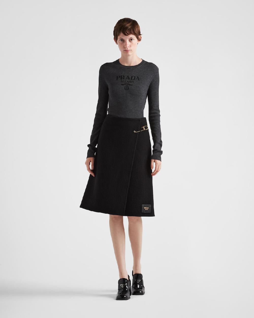 Prada Falda midi de sarga