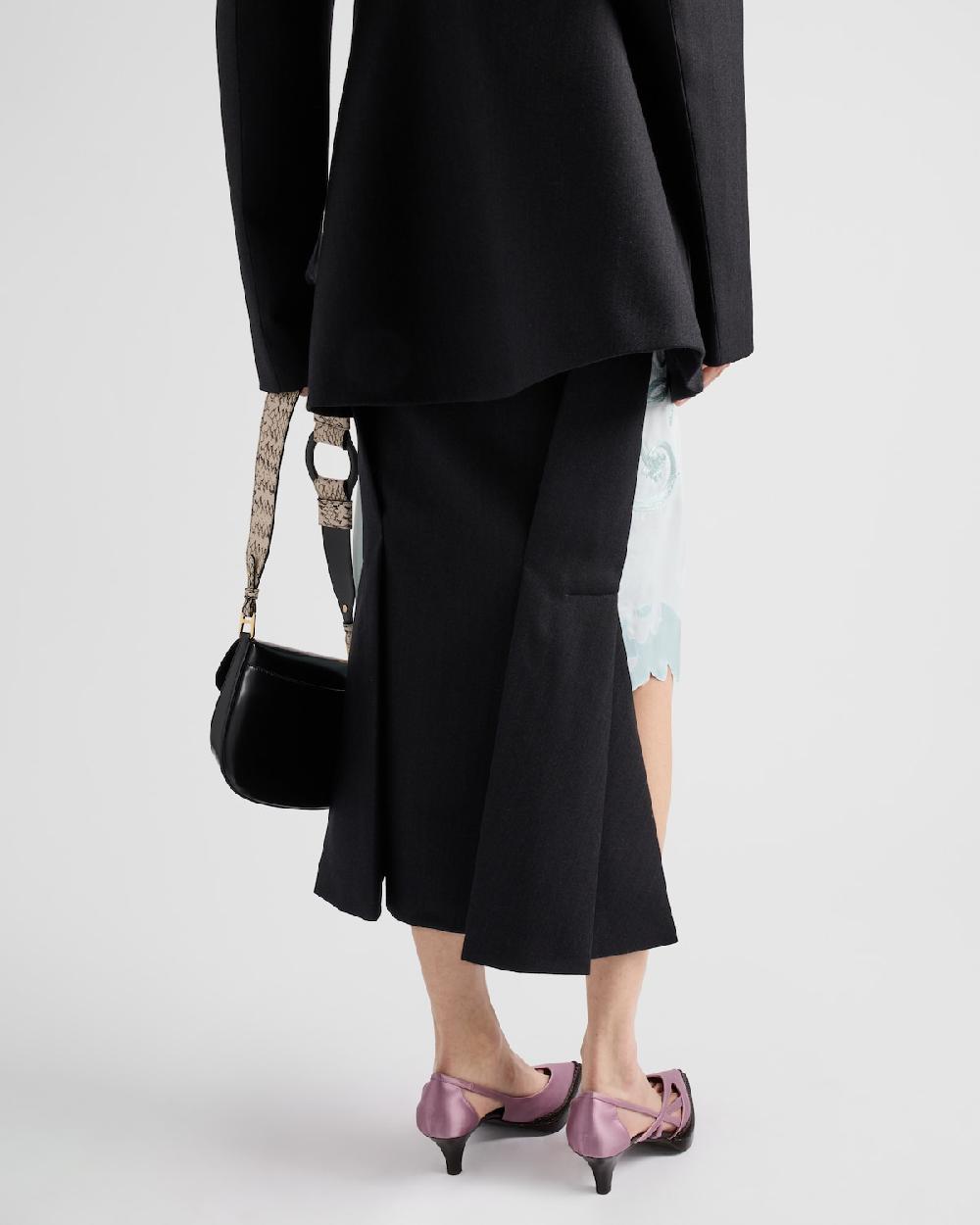 Prada Falda Midi Deconstruida Con Chevrón