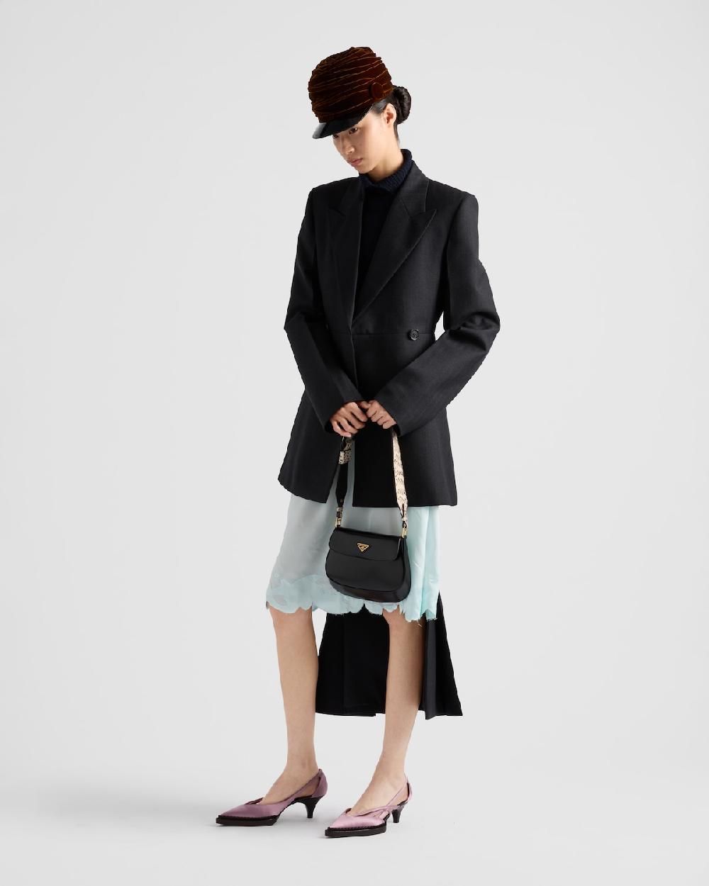 Prada Falda midi deconstruida con chevrón