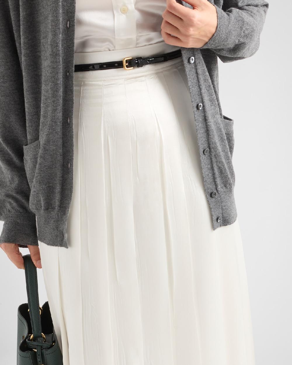 Prada Falda Plisada Larga De Satén