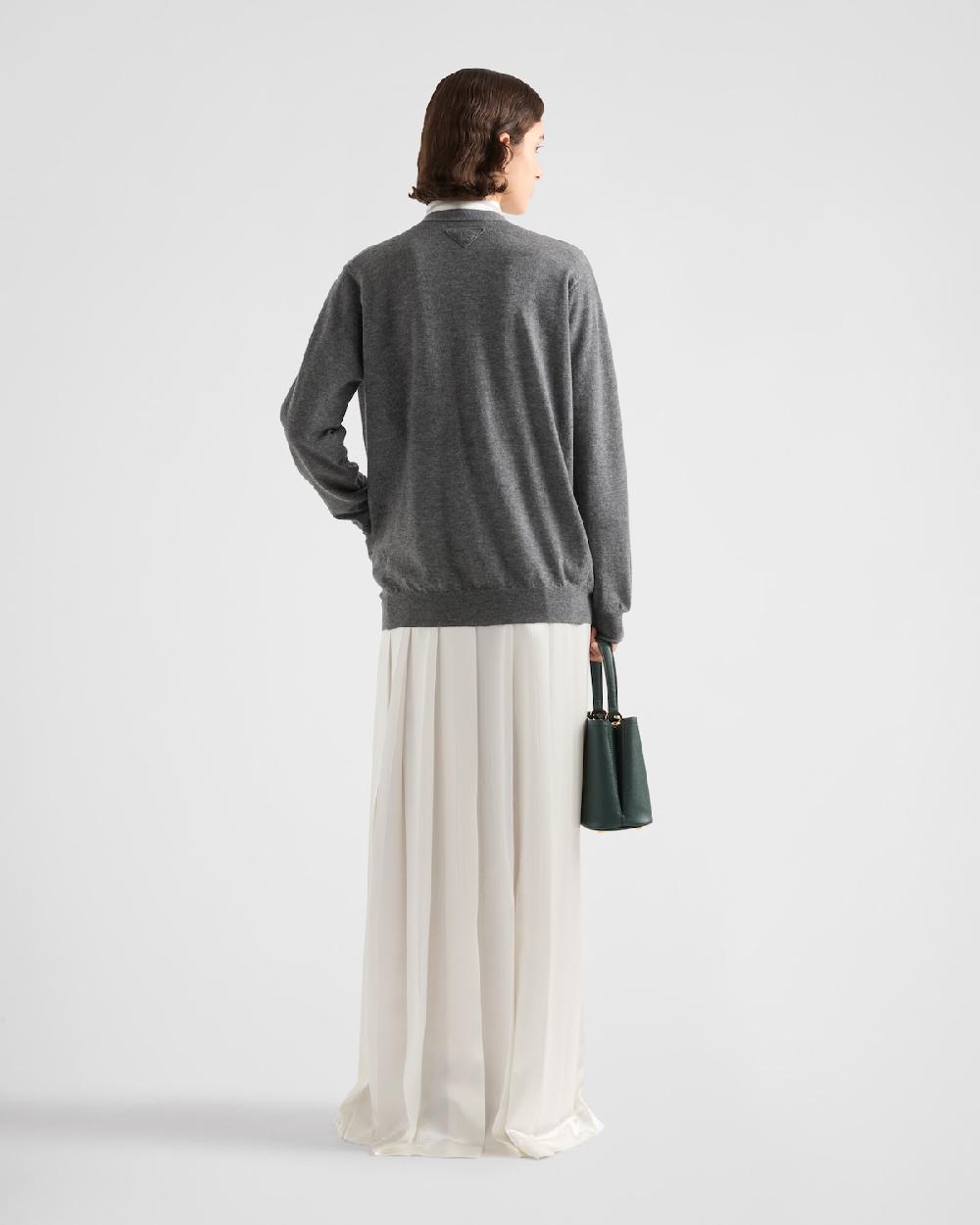 Prada Falda Plisada Larga De Satén