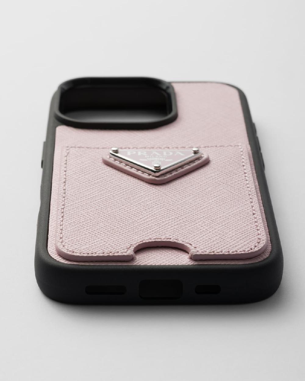 Prada Funda de piel Saffiano para iPhone 16 Pro